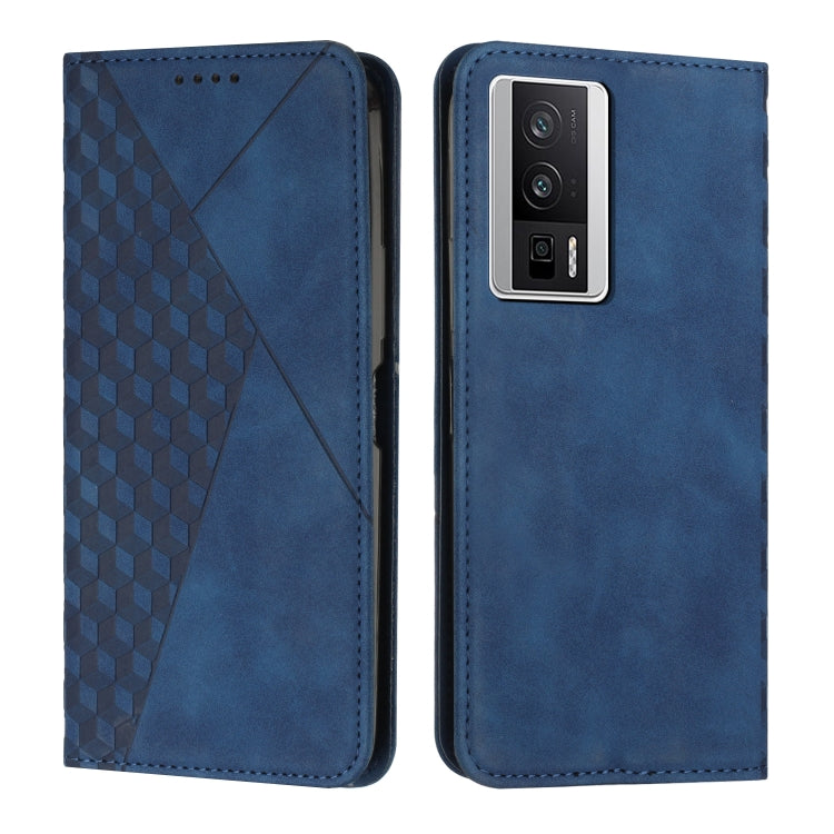 For Xiaomi Redmi K60 / K60 Pro Diamond Pattern Skin Feel Magnetic Leather Phone Case(Blue)