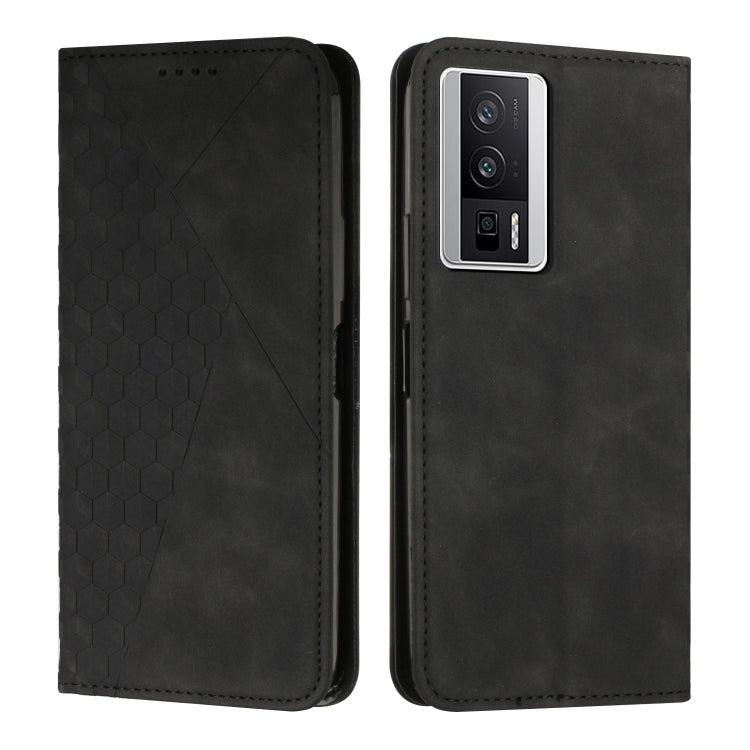 For Xiaomi Redmi K60 / K60 Pro Diamond Pattern Skin Feel Magnetic Leather Phone Case(Black)