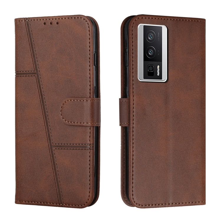 For Xiaomi Redmi K60 / K60 Pro Stitching Calf Texture Buckle Leather Phone Case(Brown)