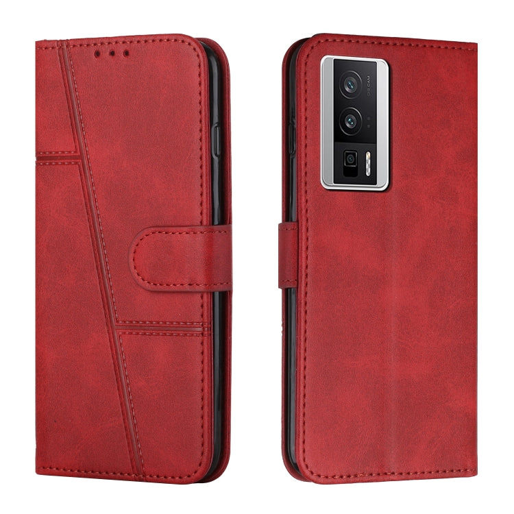 For Xiaomi Redmi K60 / K60 Pro Stitching Calf Texture Buckle Leather Phone Case(Red)