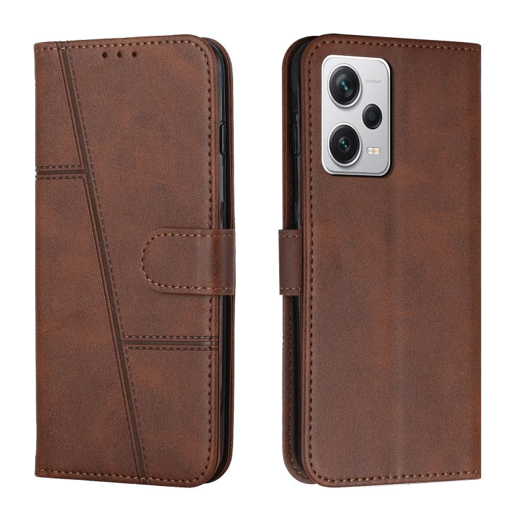 For Xiaomi Redmi Note 12 Pro+ Global / Note 12 Explorer Stitching Calf Texture Buckle Leather Phone Case(Brown)