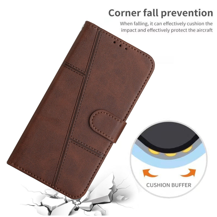 For Xiaomi Redmi Note 12 Pro+ Global / Note 12 Explorer Stitching Calf Texture Buckle Leather Phone Case(Brown)