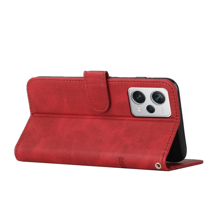 For Xiaomi Redmi Note 12 Pro+ Global / Note 12 Explorer Stitching Calf Texture Buckle Leather Phone Case(Red)