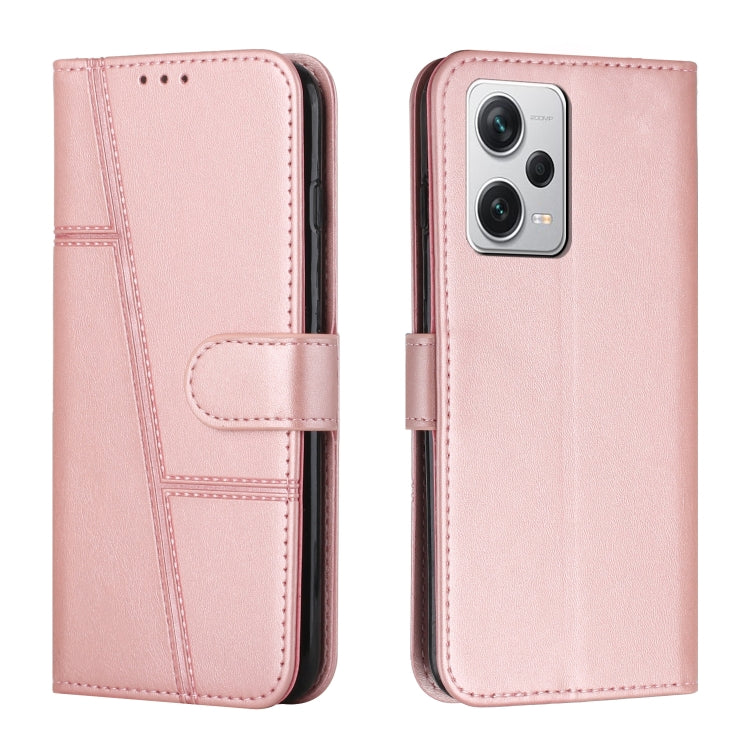 For Xiaomi Redmi Note 12 Pro+ Global / Note 12 Explorer Stitching Calf Texture Buckle Leather Phone Case(Rose Gold)