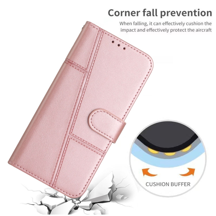 For Xiaomi Redmi Note 12 Pro+ Global / Note 12 Explorer Stitching Calf Texture Buckle Leather Phone Case(Rose Gold)