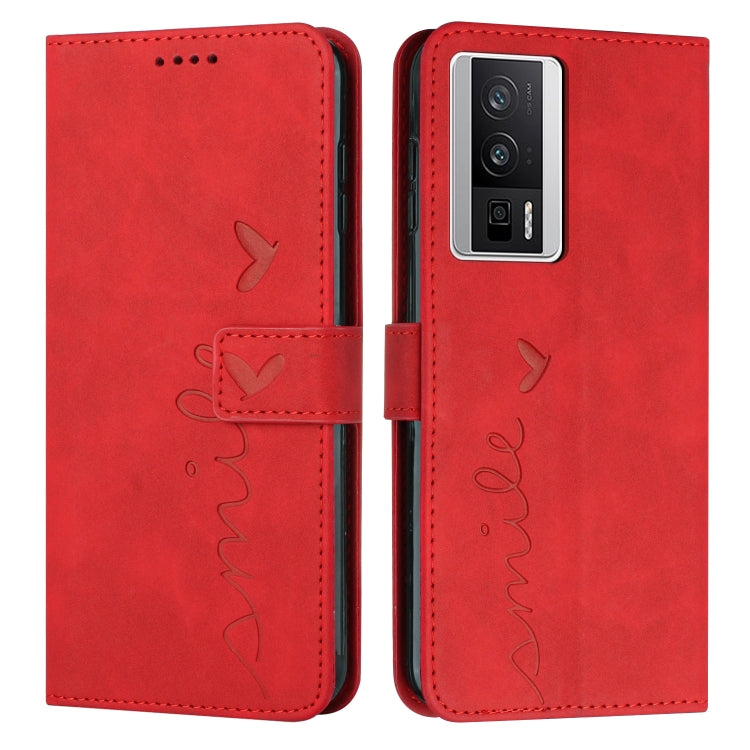 For Xiaomi Redmi K60 / K60 Pro Skin Feel Heart Pattern Leather Phone Case(Red)