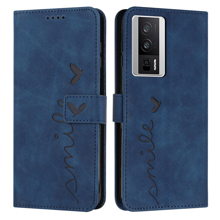 For Xiaomi Redmi K60 / K60 Pro Skin Feel Heart Pattern Leather Phone Case(Blue)