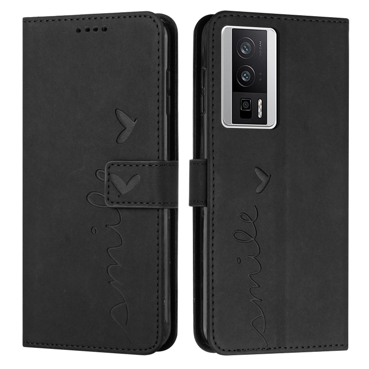 For Xiaomi Redmi K60 / K60 Pro Skin Feel Heart Pattern Leather Phone Case(Black)