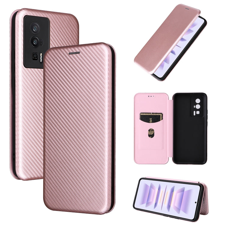 For Xiaomi Redmi K60 / K60 Pro Carbon Fiber Texture Flip Leather Phone Case(Pink)