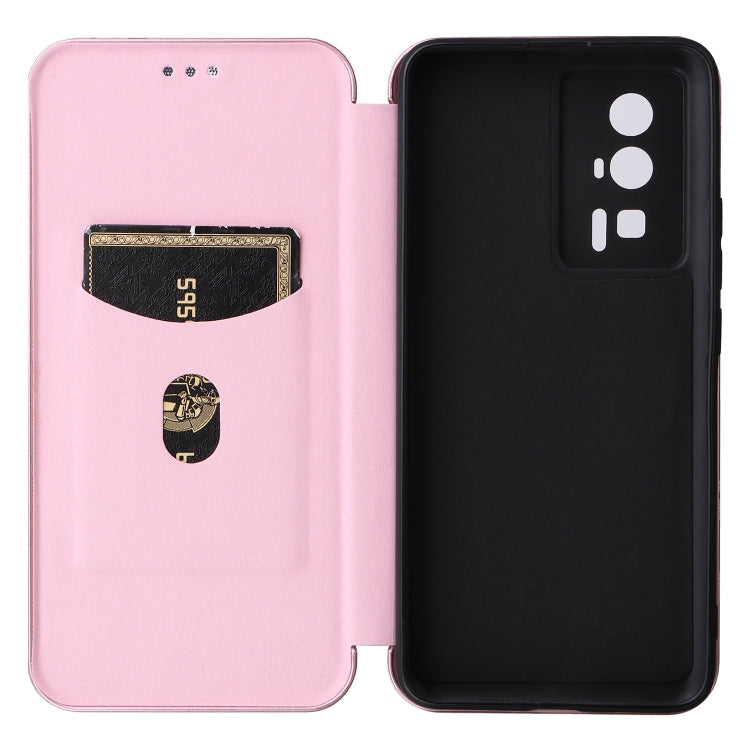 For Xiaomi Redmi K60 / K60 Pro Carbon Fiber Texture Flip Leather Phone Case(Pink)