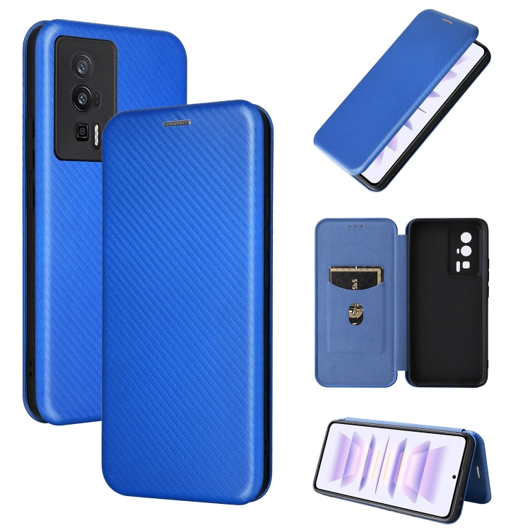 For Xiaomi Redmi K60 / K60 Pro Carbon Fiber Texture Flip Leather Phone Case(Blue)