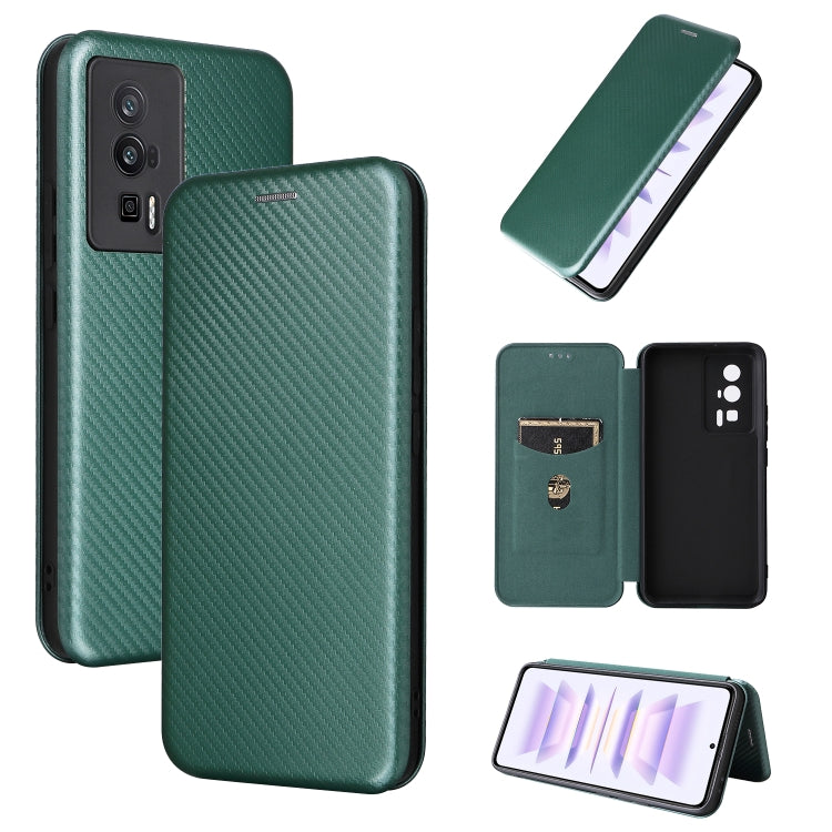 For Xiaomi Redmi K60 / K60 Pro Carbon Fiber Texture Flip Leather Phone Case(Green)