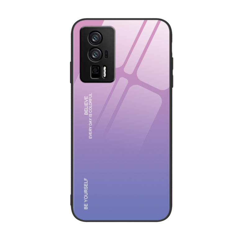 For Xiaomi Redmi K60/K60 Pro Gradient Color Glass Phone Case(Pink Purple)