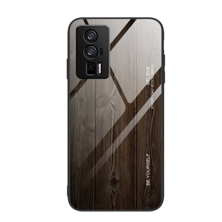 For Xiaomi Redmi K60/K60 Pro Wood Grain Glass Phone Case(Black)