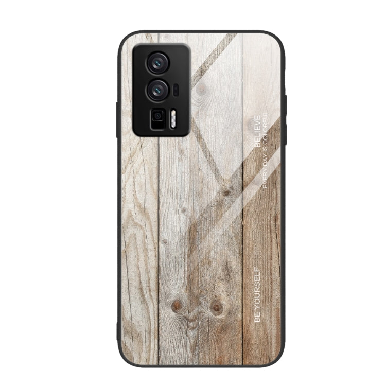 For Xiaomi Redmi K60/K60 Pro Wood Grain Glass Phone Case(Grey)