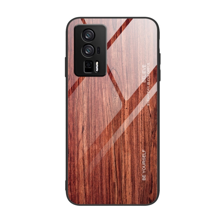 For Xiaomi Redmi K60/K60 Pro Wood Grain Glass Phone Case(Coffee)