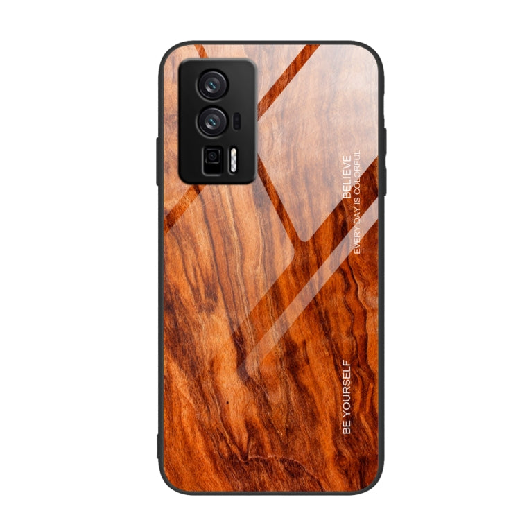 For Xiaomi Redmi K60/K60 Pro Wood Grain Glass Phone Case(Light Brown)