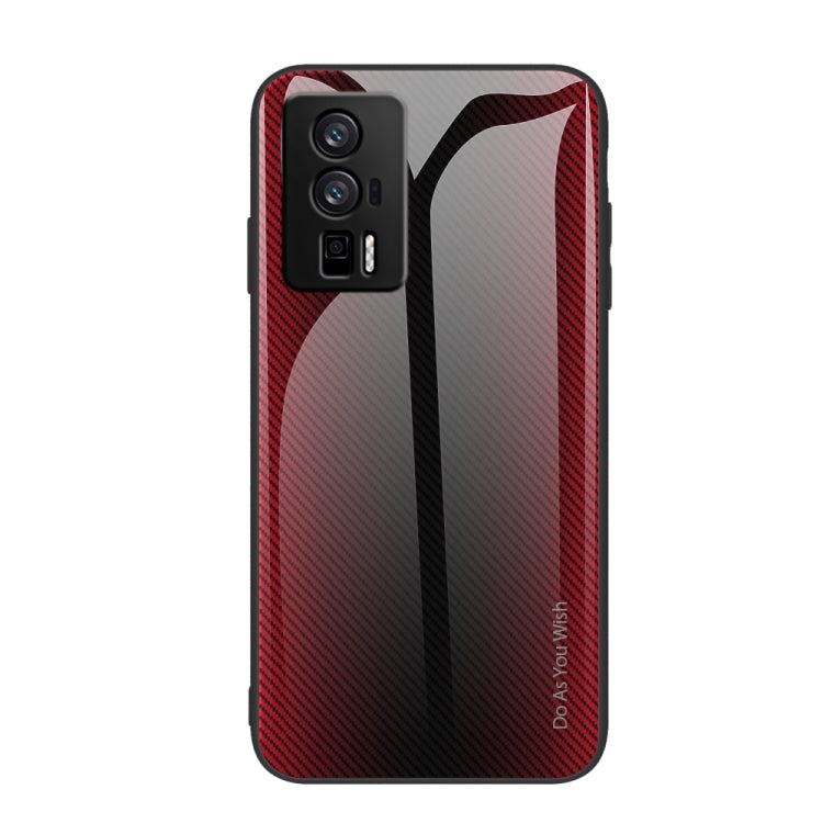 For Xiaomi Redmi K60/K60 Pro Texture Gradient Glass TPU Phone Case(Red)