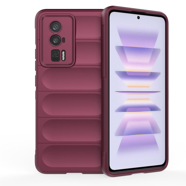 For Xiaomi Redmi K60 Magic Shield TPU + Flannel Phone Case(Wine Red)