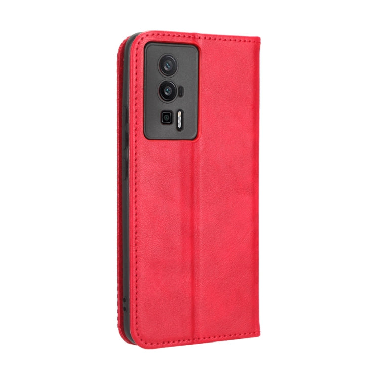 For Xiaomi Redmi K60 5G / K60 Pro Magnetic Buckle Retro Texture Leather Phone Case(Red)