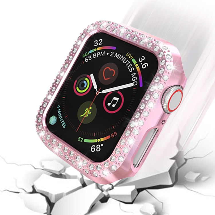 For Apple Watch Series 5 & 4 40mm Double Row Diamonds PC Protective Case(Pink)