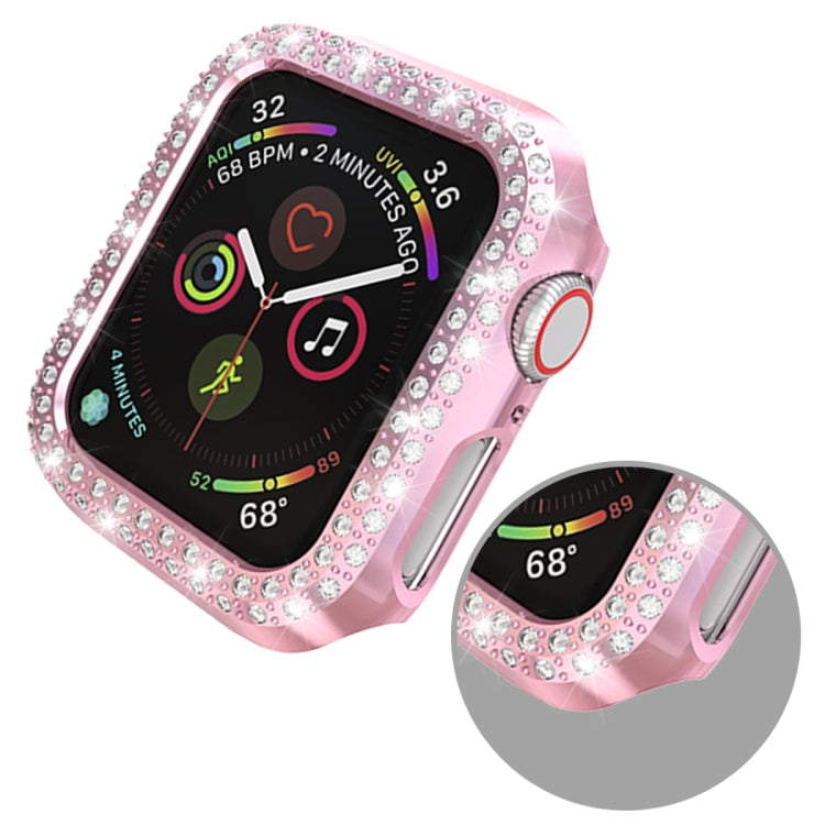 For Apple Watch Series 5 & 4 40mm Double Row Diamonds PC Protective Case(Pink)