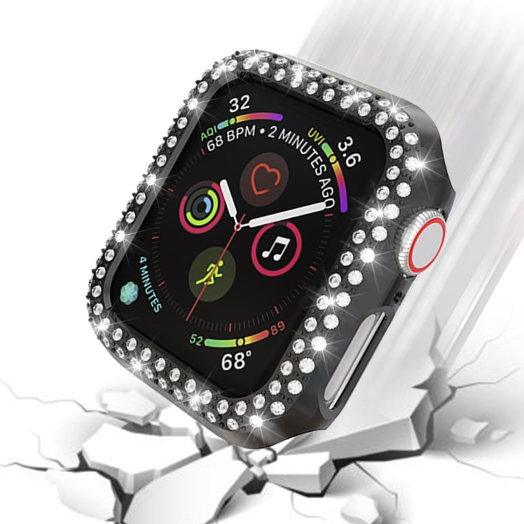 For Apple Watch Series 5 & 4 40mm Double Row Diamonds PC Protective Case(Black)