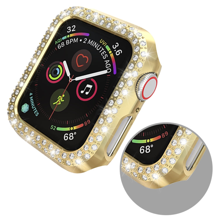 For Apple Watch Series 5 & 4 40mm Double Row Diamonds PC Protective Case(Gold)