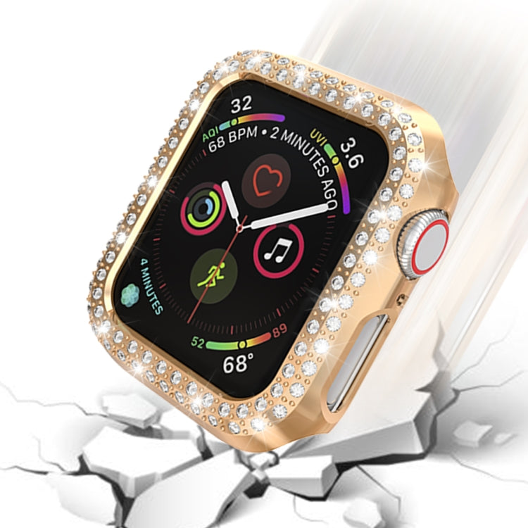 For Apple Watch Series 5 & 4 40mm Double Row Diamonds PC Protective Case(Rose Gold)