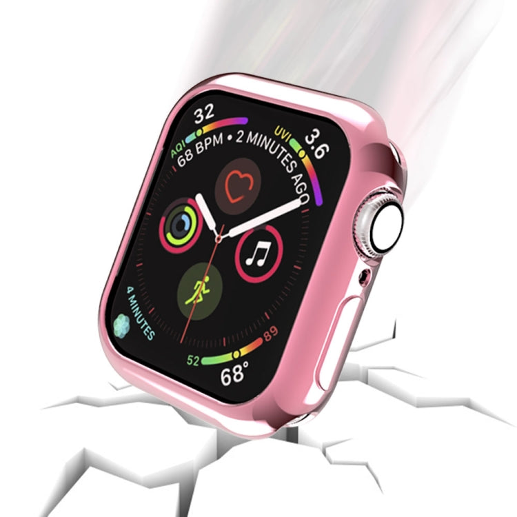 For Apple Watch Series 5 & 4 44mm Plating TPU Round Hole Hollowing Protective Case(Pink)