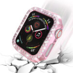 For Apple Watch Series 5 & 4 44mm Double Row Diamonds PC Protective Case(Pink)