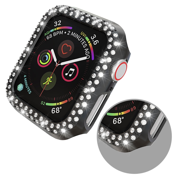 For Apple Watch Series 5 & 4 44mm Double Row Diamonds PC Protective Case(Black)