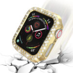 For Apple Watch Series 5 & 4 44mm Double Row Diamonds PC Protective Case(Gold)