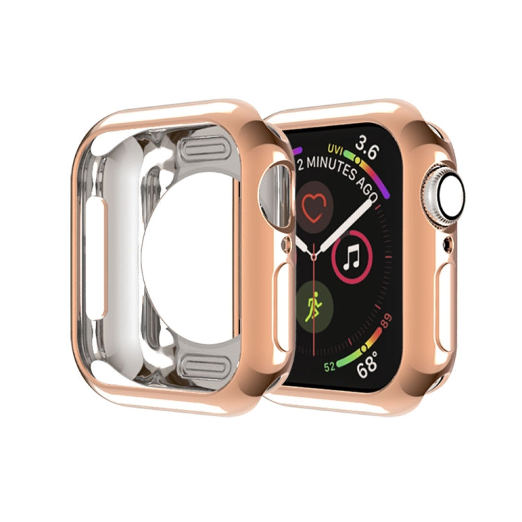 For Apple Watch Series 5 & 4 40mm Plating TPU Round Hole Hollowing Protective Case(Rose Gold)