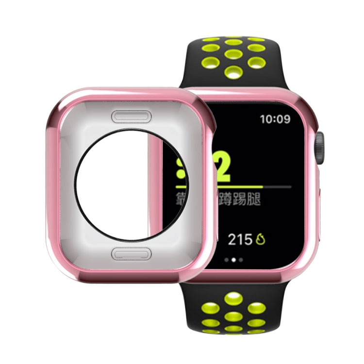 For Apple Watch Series 3 & 2 & 1 42mm Plating TPU Round Hole Hollowing Protective Case(Pink)