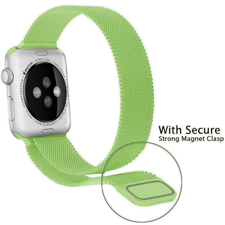 For Apple Watch Series 8&7 41mm / SE 2&6&SE&5&4 40mm / 3&2&1 38mm Milanese Loop Magnetic Stainless Steel Watch Band(Mint Green)