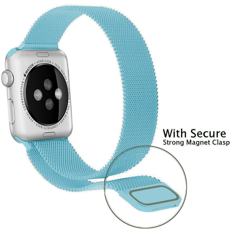 For Apple Watch Series 7 41mm / 6 & SE & 5 & 4 40mm / 3 & 2 & 1 38mm Milanese Loop Magnetic Stainless Steel Watch Band(Turquoise)