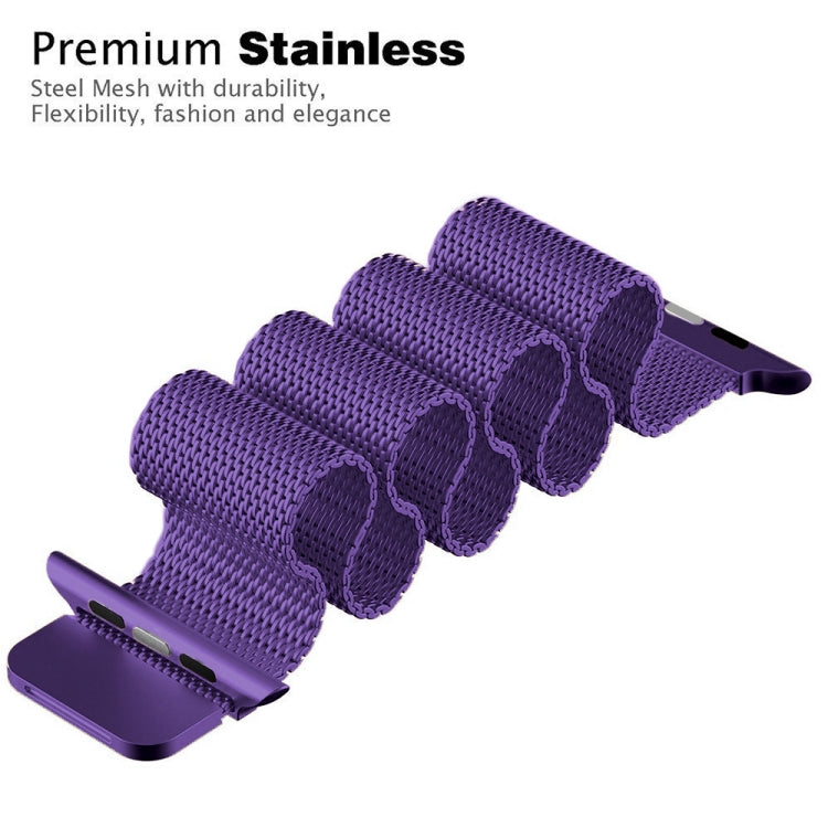 For Apple Watch Series 7 41mm / 6 & SE & 5 & 4 40mm / 3 & 2 & 1 38mm Milanese Loop Magnetic Stainless Steel Watch Band(Bright Purple)