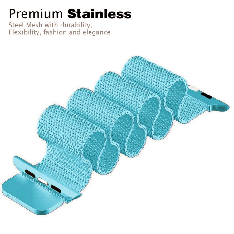 For Apple Watch Series 7 45mm / 6 & SE & 5 & 4 44mm / 3 & 2 & 1 42mm Milanese Loop Magnetic Stainless Steel Watch Band(Turquoise)