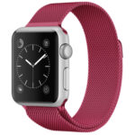 For Apple Watch Series 7 45mm / 6 & SE & 5 & 4 44mm / 3 & 2 & 1 42mm Milanese Loop Magnetic Stainless Steel Watch Band(Tea Red)