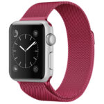 For Apple Watch Series 7 45mm / 6 & SE & 5 & 4 44mm / 3 & 2 & 1 42mm Milanese Loop Magnetic Stainless Steel Watch Band(Tea Red)