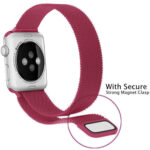 For Apple Watch Series 7 45mm / 6 & SE & 5 & 4 44mm / 3 & 2 & 1 42mm Milanese Loop Magnetic Stainless Steel Watch Band(Tea Red)