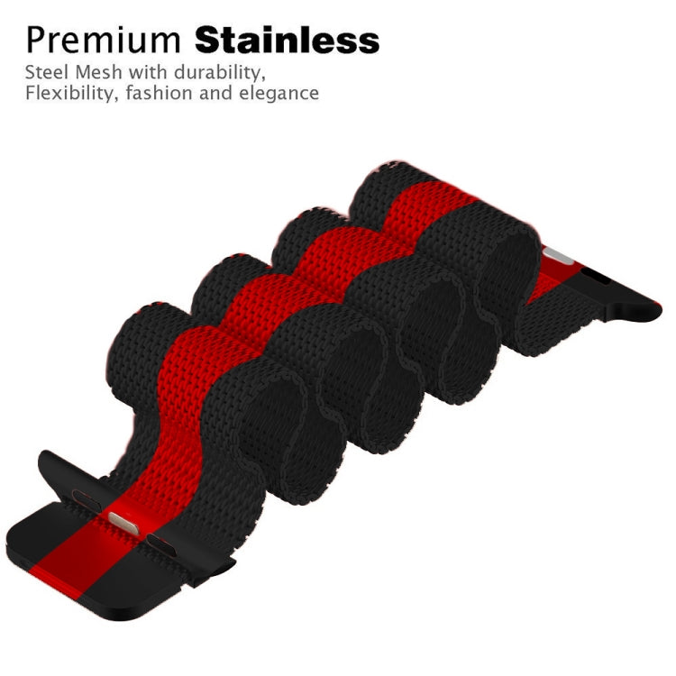 For Apple Watch Series 7 45mm / 6 & SE & 5 & 4 44mm / 3 & 2 & 1 42mm Milanese Loop Magnetic Stainless Steel Watch Band(Black Red)