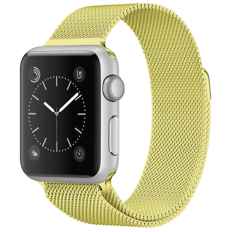 For Apple Watch Series 7 45mm / 6 & SE & 5 & 4 44mm / 3 & 2 & 1 42mm Milanese Loop Magnetic Stainless Steel Watch Band(Yellow)