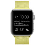 For Apple Watch Series 7 45mm / 6 & SE & 5 & 4 44mm / 3 & 2 & 1 42mm Milanese Loop Magnetic Stainless Steel Watch Band(Yellow)