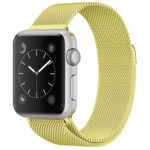 For Apple Watch Series 7 45mm / 6 & SE & 5 & 4 44mm / 3 & 2 & 1 42mm Milanese Loop Magnetic Stainless Steel Watch Band(Yellow)