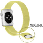 For Apple Watch Series 7 45mm / 6 & SE & 5 & 4 44mm / 3 & 2 & 1 42mm Milanese Loop Magnetic Stainless Steel Watch Band(Yellow)