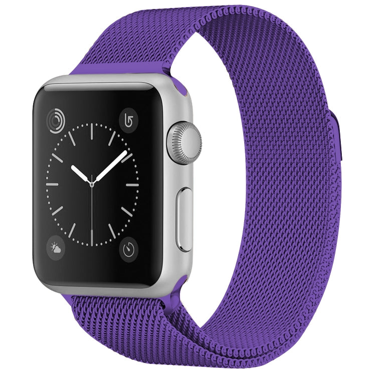 For Apple Watch Ultra 49mm / Series 8&7 45mm / SE 2&6&SE&5&4 44mm / 3&2&1 42mm Milanese Loop Magnetic Stainless Steel Watch Band(Bright Purple)