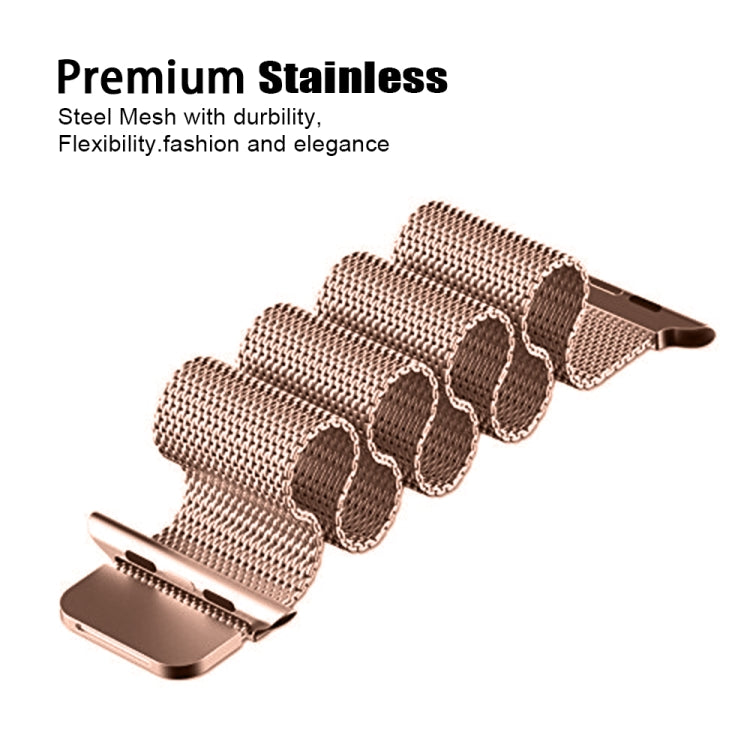 For Apple Watch Ultra 49mm / Series 8&7 45mm / SE 2&6&SE&5&4 44mm / 3&2&1 42mm Milanese Loop Magnetic Stainless Steel Watch Band(Champagne Gold)