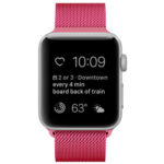 For Apple Watch Series 7 45mm / 6 & SE & 5 & 4 44mm / 3 & 2 & 1 42mm Milanese Loop Magnetic Stainless Steel Watch Band(Bright Pink)